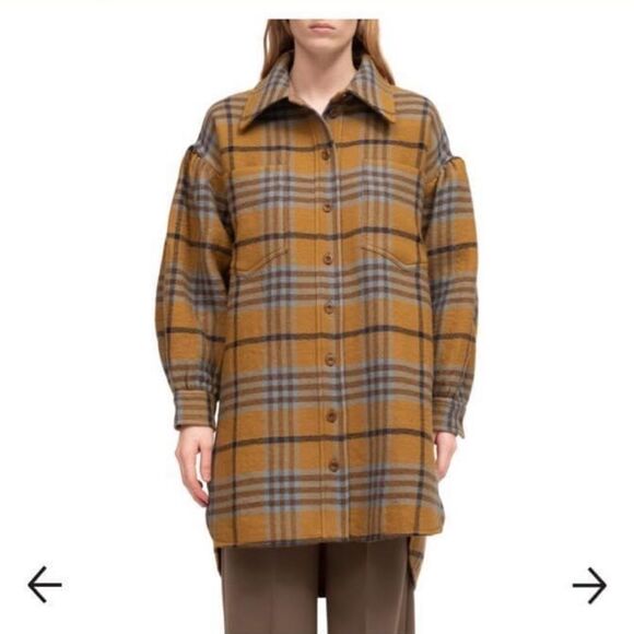 SSENSE Sea New York Adela plaid wool & cotton oversized jacket x-large shacket - Picture 5 of 12